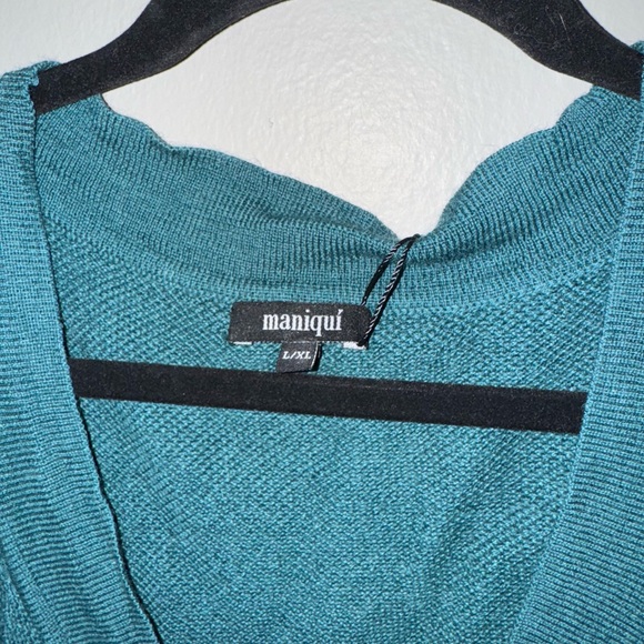 Manique Teal Sleeveless Cardigan/Vest | 70% Baby Alpaca Wool 30% Merino Wool - Picture 2 of 4